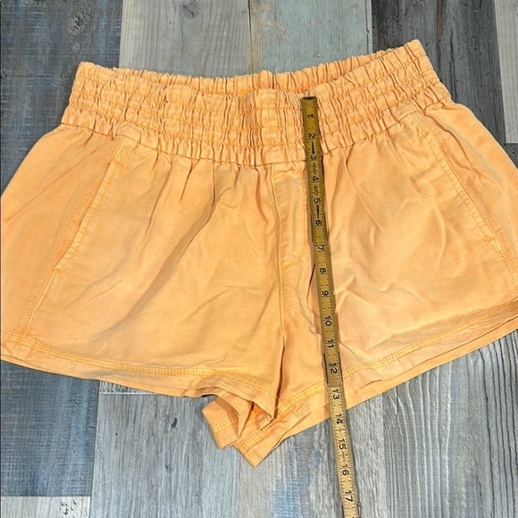aerie High Waist Orange Shorts with Elastic Waistband and Flowing Fit - Picture 3 of 4